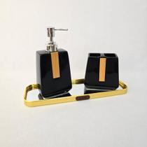 JOGO BANHEIRO/LAVABO CERÂMICA - BAMBU 2 PEÇAS Preto - 2 Peças JOGO BANHEIRO/LAVABO CERÂMICA - BAMBU 2 PEÇAS Preto - 2 Peças