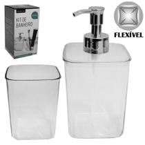 Jogo Banheiro Plastico Pet Flexivel Quadrado Inova Premium
