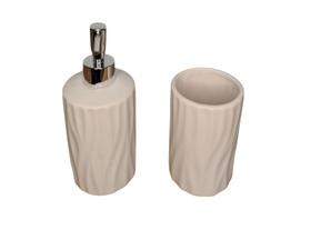 Jogo banheiro riolito porta sabonete e escovas branco mimo Jogo banheiro riolito porta sabonete e escovas branco mimo