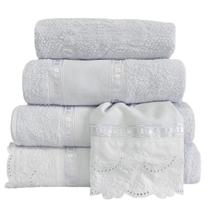 Jogo Banho luxo especial Barrado Bordado Richilieu 5 Peças Jogo Banho luxo especial Barrado Bordado Richilieu 5 Peças