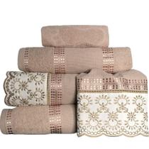 Jogo Banho luxo especial Barrado Bordado Richilieu 5 Peças Jogo Banho luxo especial Barrado Bordado Richilieu 5 Peças