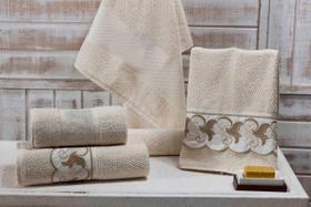 Jogo Banho Noblesse Luxo Bordado 05 Peças Palha Bordado