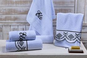 Jogo Banho Noblesse Luxo Bordado 5 Peças Branco Com Preto