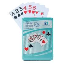 Jogo Baralho Cartas de Plástico Estojo Metal Lata Canastra, Poquer Pontinho Jogo Baralho Cartas de Plástico Estojo Metal Lata Canastra, Poquer Pontinho