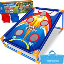 Jogo Bean Bag Toss ABERLLS com tema de foguete com 8 pufes
