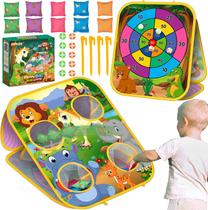 Jogo Bean Bag Toss para crianças - Cornhole Board, brinquedos ao ar livre para crianças pequenas - Atividades de festa, carnaval, jardim, quintal, praia, gramado, brinquedos para crianças, meninos e meninas de 3 a 4, 5, 6, 7, 8 anos, presentes de aniversário