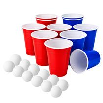 Jogo Beer Pong 12 Bolinhas e 12 Copos Americano 300ml Festa Cerveja