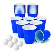 Jogo Beer Pong 6 Bolinhas e 25 Copos Americano Azul 400ml Festa Cerveja Jogo Beer Pong 6 Bolinhas e 25 Copos Americano Azul 400ml Festa Cerveja