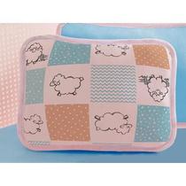 Jogo Berço Bebê Lençol Fronha Malha Ovelhinha Azul Jogo Berço Bebê Lençol Fronha Malha Ovelhinha Azul