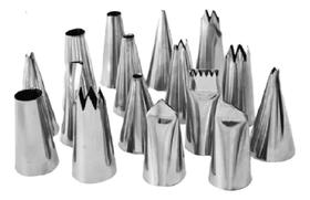 Jogo Bicos Confeitar Bolos 16 Pçs Inox Grandes Profissional