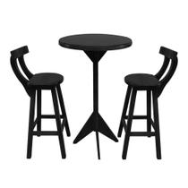 Jogo Bistrô de Madeira 2 Banquetas Altas Ideal para Bar e Restaurante Preto Jogo Bistrô de Madeira 2 Banquetas Altas Ideal para Bar e Restaurante Preto