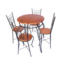 Jogo Bistro Fixo Redondo Rustico - Mesa e 4 Cadeiras