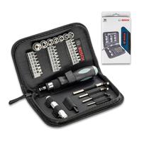 Jogo Bits e Soquetes Bosch 38 Peças Para Aparafusar Com Estojo Compacto e Leve Chave Catraca Com Extensores e Chaves Allen Montagem e Desmontagens