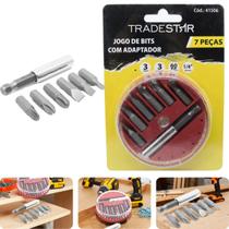 Jogo Bits Fenda Phillips Adaptador Magnético 7 Peças Tradestar
