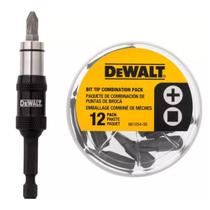 Jogo Bits Parafusadeira Com Adaptador Angular Magnético Dewalt 14pcs Philips Ph2 E Quadrado DWPVTC14 Com Caixa Plástica