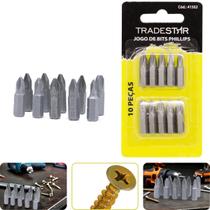 Jogo Bits Phillips 1/4'' 25 mm 10 Peças Tradestar