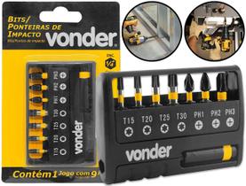 Jogo Bits Ponteiras De Impacto 9 Peças Sextavado Encaixe 1/4 Aço S2 Especial + Suporte