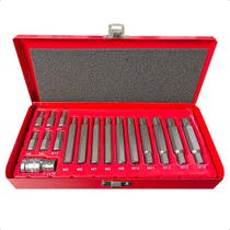 Jogo Bits Ribe 17 Peças Curto Longo M5 a M14 Encaixe 0,5 Polegada Com Maleta Aço CrV Cabeçote Motor Profissional