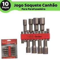 Jogo Bits Soquete Longo 1/4 Canhão Magnético Parafuzadeira 4 a 13mm Corneta Aço Cromo Vanadiun