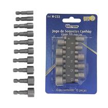 Jogo Bits Soquetes Canhão Parafusadeira 10 Peças 4 à 13mm