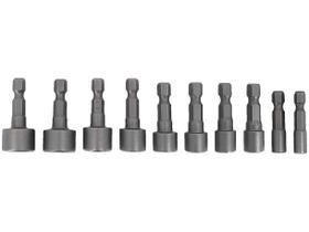 Jogo Bits Soquetes Canhão Parafusadeira 10 Peças 4 à 13mm