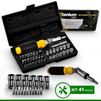 Jogo Bits Soquetes Catraca Reversível 41 Peças Estojo Jogo Bits Soquetes Catraca Reversível 41 Peças Estojo