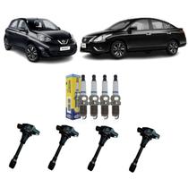 Jogo Bobinas E Velas March Versa Tiida Sentra Livina 1.6 16v