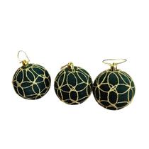 Jogo bolas veludo verde - trabalho fio ouro Jogo bolas veludo verde - trabalho fio ouro