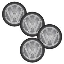 Jogo BOTTOM/ Emblema para Calota Compativel C/VW 51MM Degrade 4 Pecas Resinado