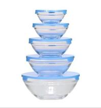 Jogo Bowl Dunas Vidro 5 Peças Azul