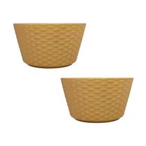 Jogo Bowl Porcelana Tigela De Cozinha Cumbuca Rattan 2 Peças