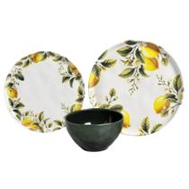 Jogo Bowl Prato Raso e Sobremesa Limonata Arauco Porto Brasil Verde Mesa Posta Servir
