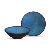 Jogo Bowl Tigela Cumbuca Kit 4 Peças Cerâmica Egito 300ml Caldo Alleanza Azul
