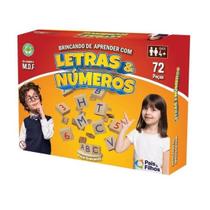 Jogo brincando de aprender com letras e numeros 72 pcs - pais e filhos