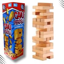 Jogo Brinquedo Caiu Perdeu Madeira MDF Com 54 Blocos Tabuleiro