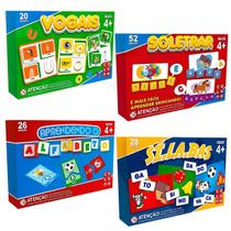 Jogo Brinquedo Educativo Escola Alfabetização Pedagógico Kit Sílabas Vogais Soletrar Letras Aprender Ler Didático Infantil Crianças
