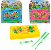 Jogo Brinquedo Pescaria Maluca Duplo Pega Peixe a Corda Diversão Adulto Infantil 12 peixes 2 Varetas