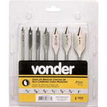 Jogo broca chata aço carbono 1/4-1" p/ mad c/ 7 pç Vonder