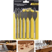 Jogo Broca Chatas Madeira 3/8'' - 1'' 6 Peças Tradestar