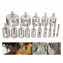 Jogo Broca Serra Copo Diamantada 15 Peças Porcelanato e Vidro 6 à 50MM