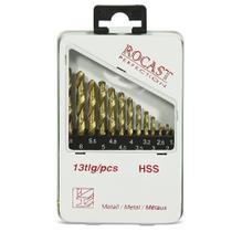 Jogo Brocas Aço Rápido Com Titânio Para Metal Com 13 Pçs De 1.5 A 6.5 Mm Din 338