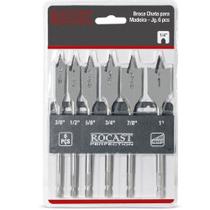 Jogo Brocas Chata Para Madeira Com 6 Pçs 3/8'' A 1'' Jogo Brocas Chata Para Madeira Com 6 Pçs 3/8'' A 1''