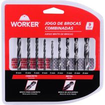 Jogo brocas combinada 9 pecas widea concreto aço rapido worker Jogo brocas combinada 9 pecas widea concreto aço rapido worker