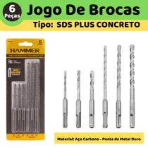Jogo Brocas Martelete Sds-plus 6 Pçs Concreto 110mm e 160mm - KBS-6P