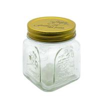 jogo c/12 Pote De Vidro Quadrado Tampa Dourado