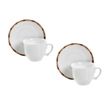 Jogo c/ 2 Xícaras de Café com Pires Cerâmica Cor Branca Bambu Scalla 100ml Jogo c/ 2 Xícaras de Café com Pires Cerâmica Cor Branca Bambu Scalla 100ml