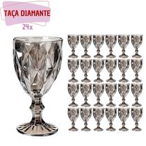 Jogo C/ 24 Taça Diamond Cinza Metalizado 340ml Chumbo - Luxo