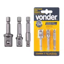 Jogo C/ 3 Adaptador P/ Parafusadeira Soquete Pito Cachimbo Vonder