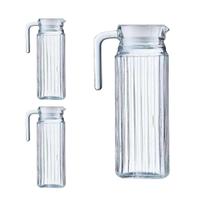 Jogo C/3 Jarras De Vidro Suiça Transparente 1 Litro C/Tampa