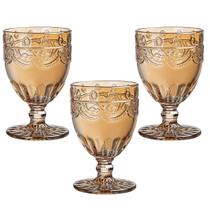 Jogo C/ 3 Taças de Vidro Milão Âmbar 350ml Luxo Bebidas Água Suco